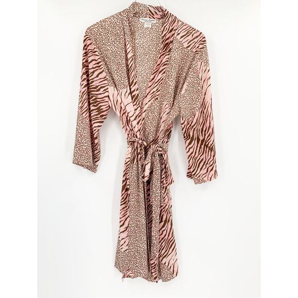 Vintage Natori Robe Size L Silky Satin Animal Print Private Luxuries Sleepwear - Picture 5 of 6
